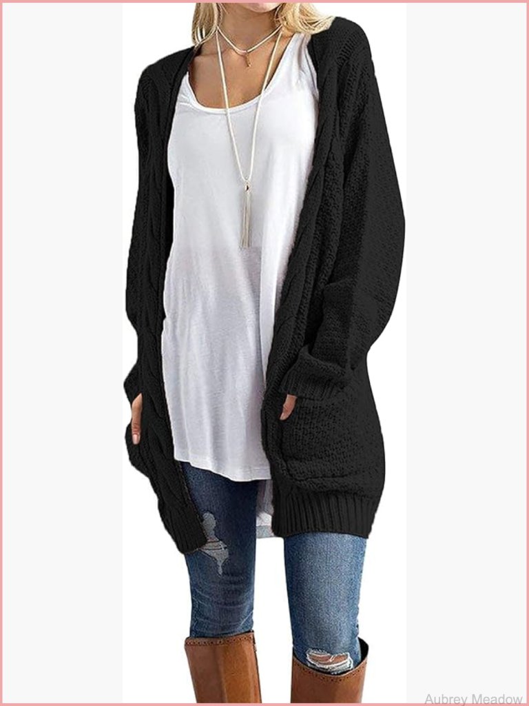 Open Front Long Sleeve Chunky Knit Cardigan Sweater